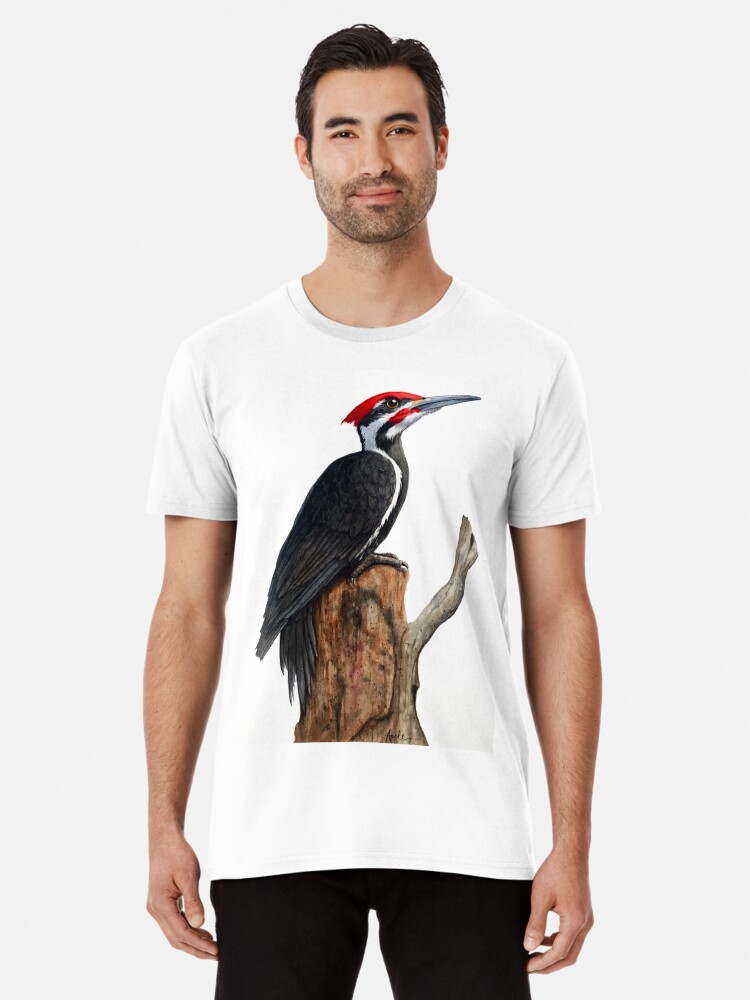 Pileated Woodpecker Wildlife Watercolor Painting Premium T-Shirt