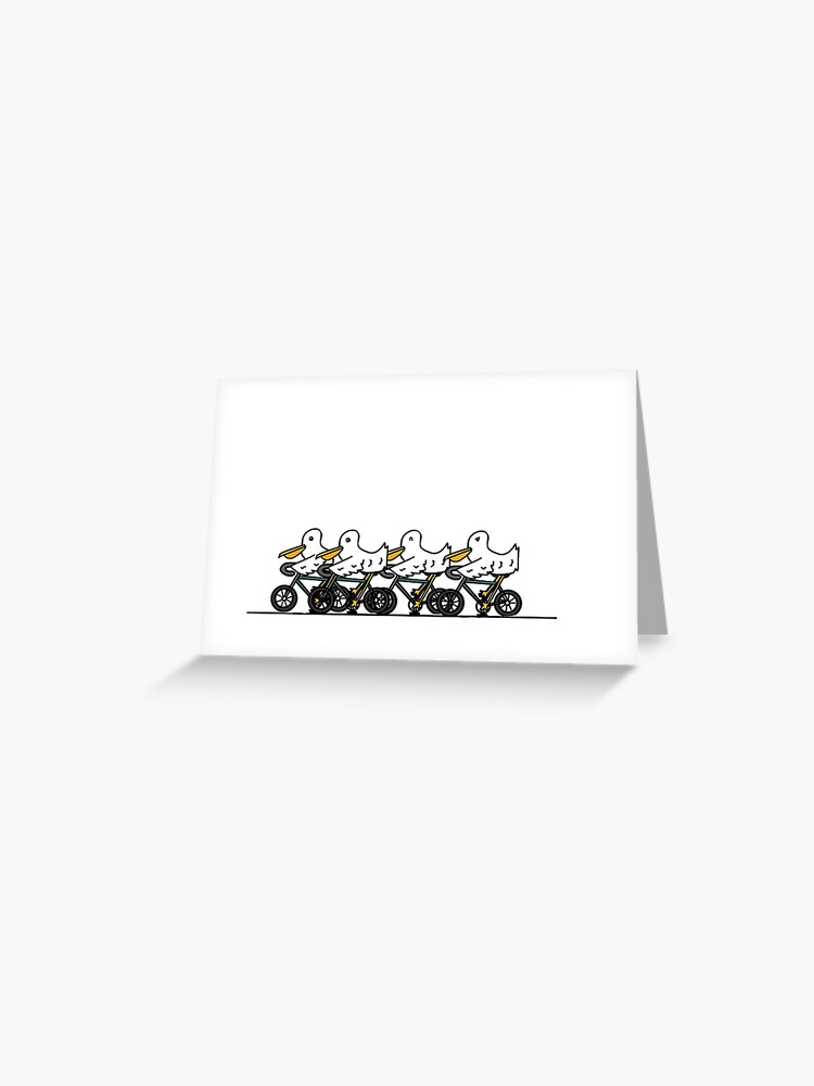 A Peloton Of Pelicans Greeting Card By Cohopper Redbubble