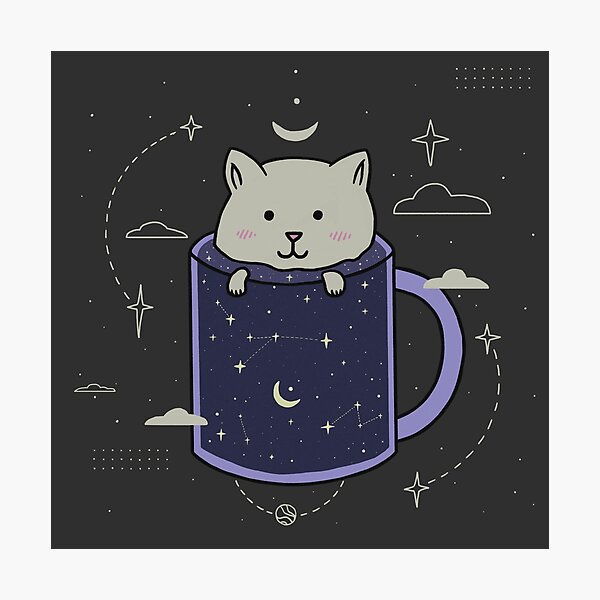 Cat in a galaxy mug Photographic Print