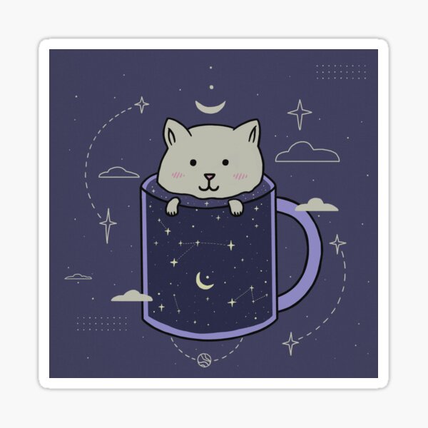 Cat in a galaxy mug Sticker
