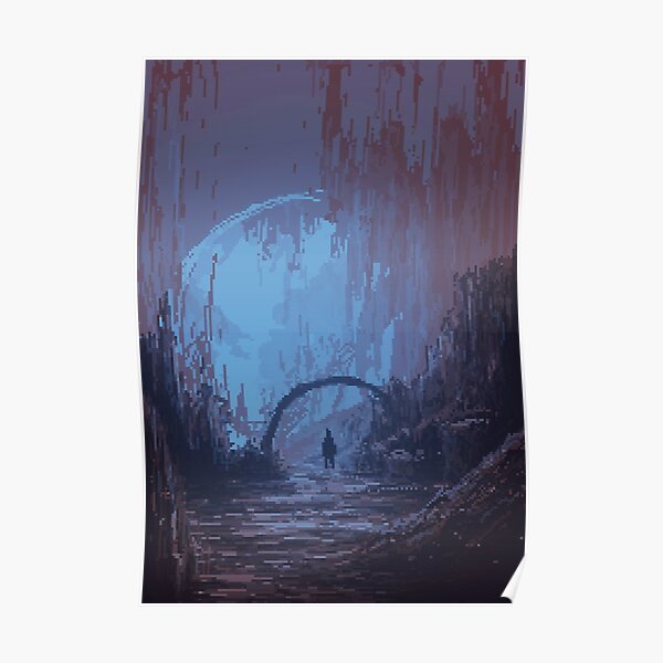 Pixel Art Landscape Exo Planet Poster