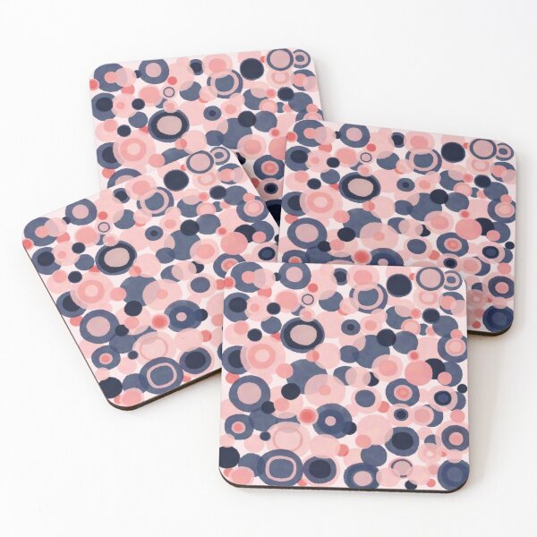 Item preview, Busy Water Bubbles - Cheerful Abstract Inky Watercolour Pattern in Blue and Blush Pink on Pale Pink designed and sold by kierkegaard.