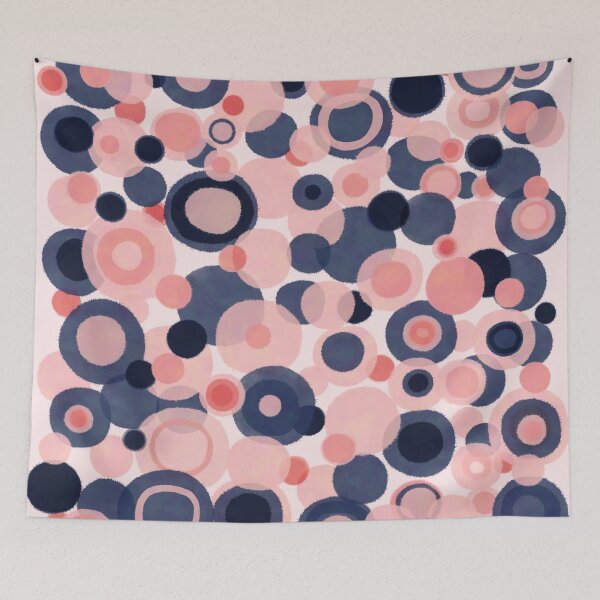 Item preview, Busy Water Bubbles - Cheerful Abstract Inky Watercolour Pattern in Blue and Blush Pink on Pale Pink designed and sold by kierkegaard.