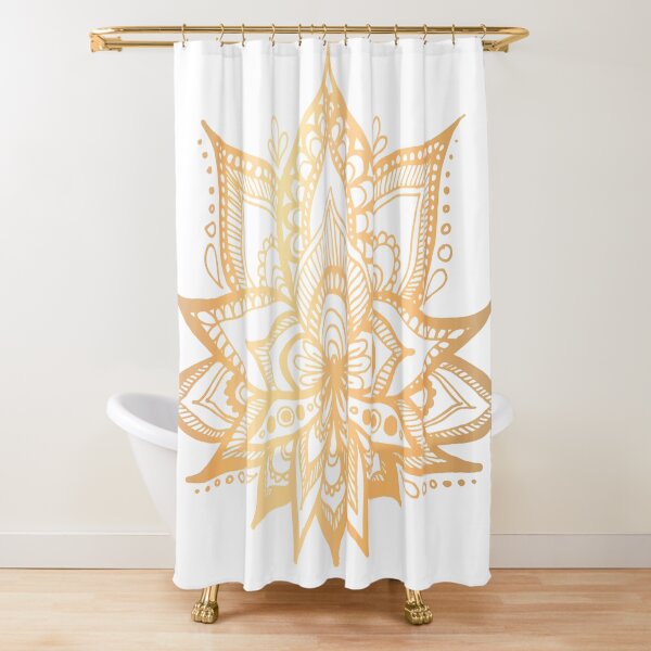 Gold Lotus Flower Shower Curtain