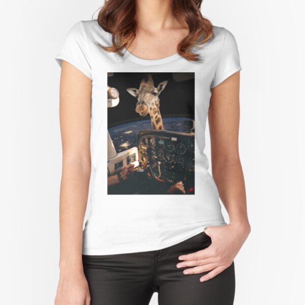 Giraffe looking into cockpit Fitted Scoop T-Shirt