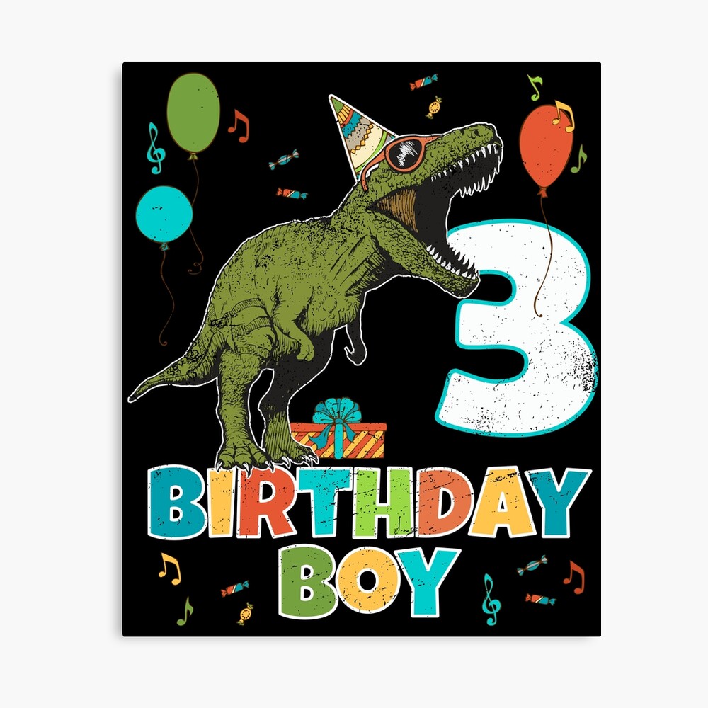 Impression Photo 3 Ans Enfants Anniversaire Garcon Fete T Rex Dinosaure Par Blive Redbubble