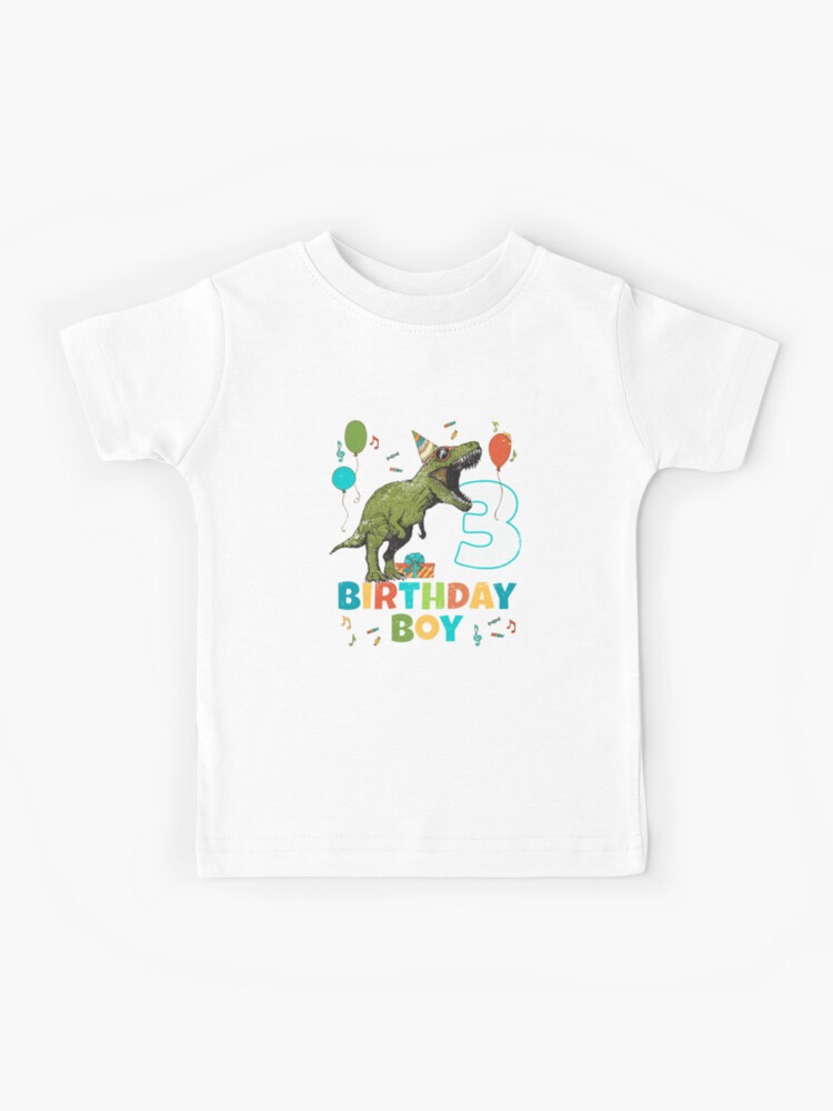 compilar carbón Contribuyente Camiseta para niños «Fiesta de cumpleaños de niños de 3 años Fiesta de  dinosaurios T Rex» de blive | Redbubble