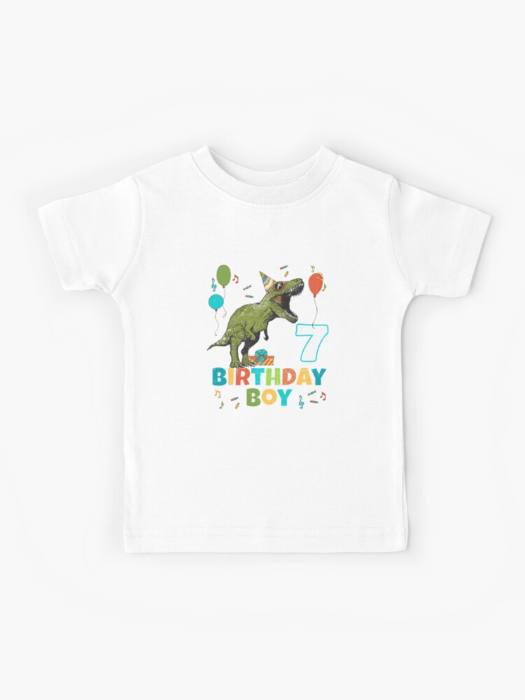 Camiseta para niños «Fiesta de cumpleaños de niños de 7 años Dinosaurio T  Rex» de blive | Redbubble