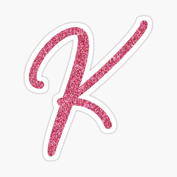 Letter K Pink Glitter Stickers | Redbubble