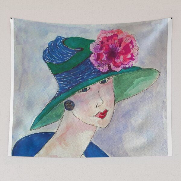 Item preview, Vintage 1920's lady hand painted watercolour designed and sold by wildseadesign.