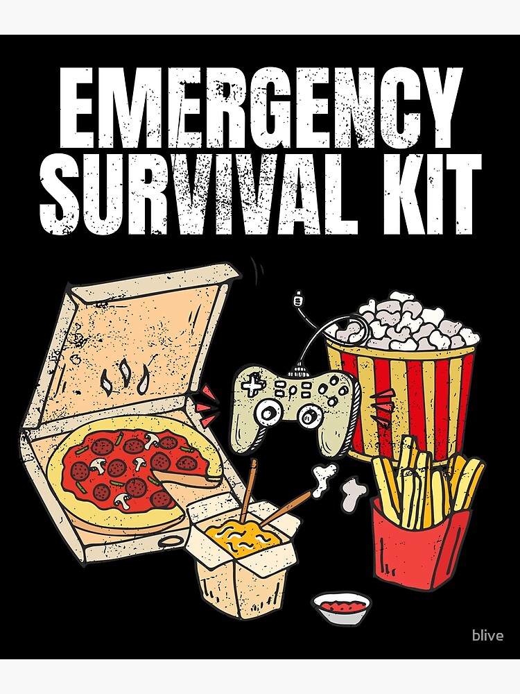 Grußkarte for Sale mit Lustige moderne Notfall-Überlebenskit-Pizza-Gadgets  von blive