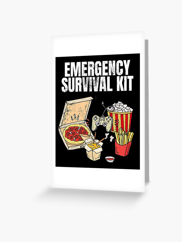 Grußkarte for Sale mit Lustige moderne Notfall-Überlebenskit-Pizza-Gadgets  von blive