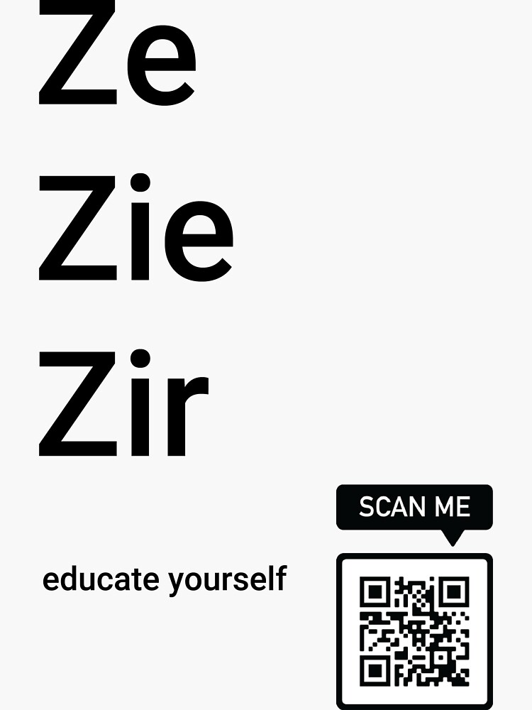 "Ze Zie Zir Pronoun Shirt" Sticker by pmdesignsparker Redbubble