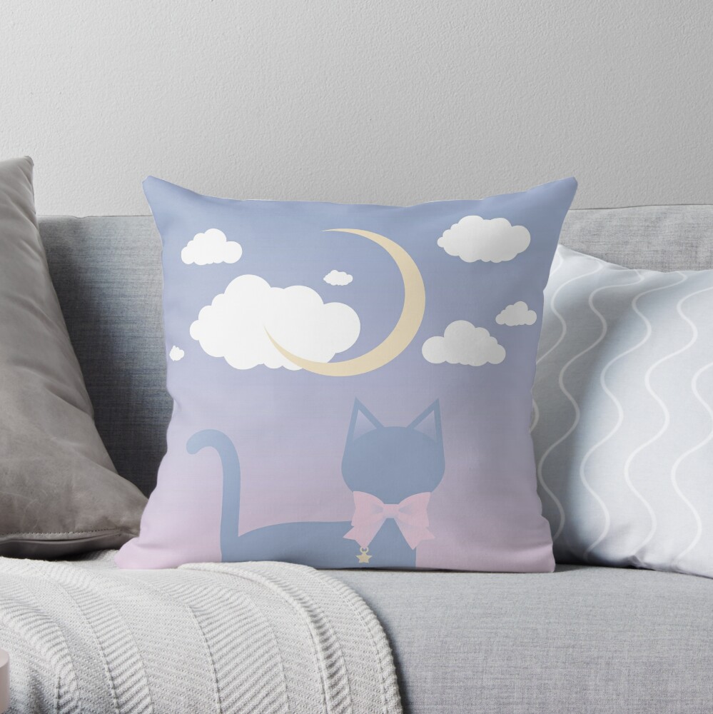 My Cat Sees the Moon and Stars Throw Pillow
