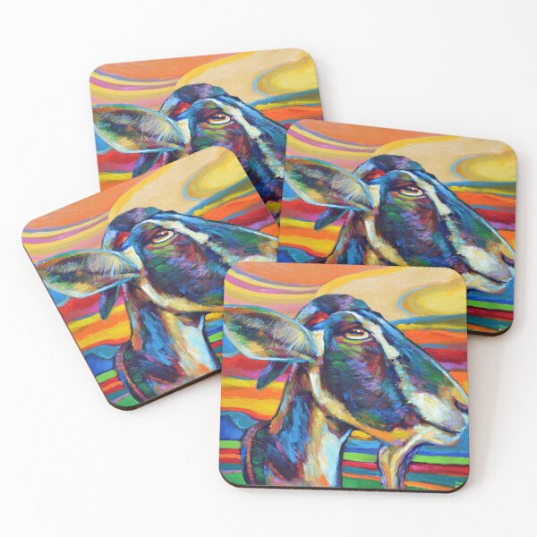 Item preview, Colorful Black Goat at Sunset designed and sold by RobertPhelpsArt.