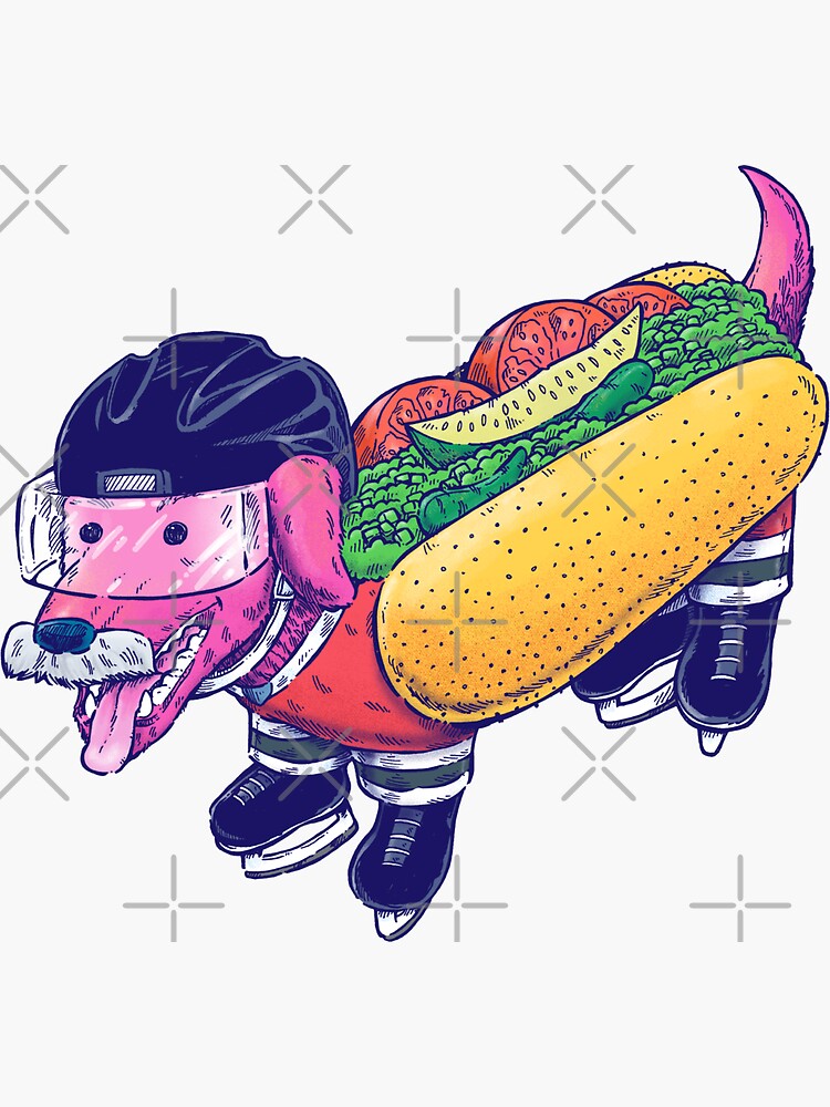 Thumbnail 3 of 3, Sticker, Chicago Hockey Dog designed and sold by nickv47.