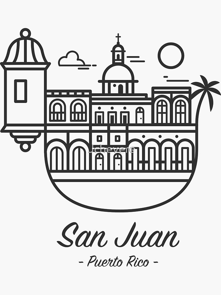 "San Juan, Puerto Rico - B&W" Sticker By Jchevere | Redbubble