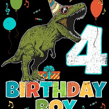 Carte de vœux for Sale avec l'œuvre « 4 ans enfants anniversaire garçon  fête T Rex dinosaure » de l'artiste blive