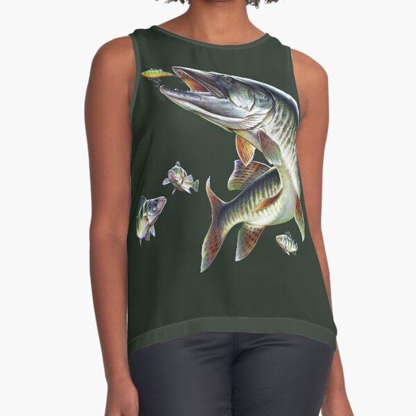 Muskie Fishing Sleeveless Top for Sale by Salmoneggs