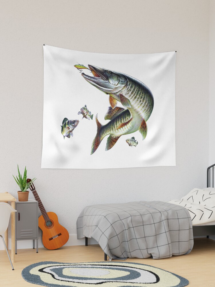 Fish Bass Tapestry Pike Fishing Tapestries Underwater Fish Animal