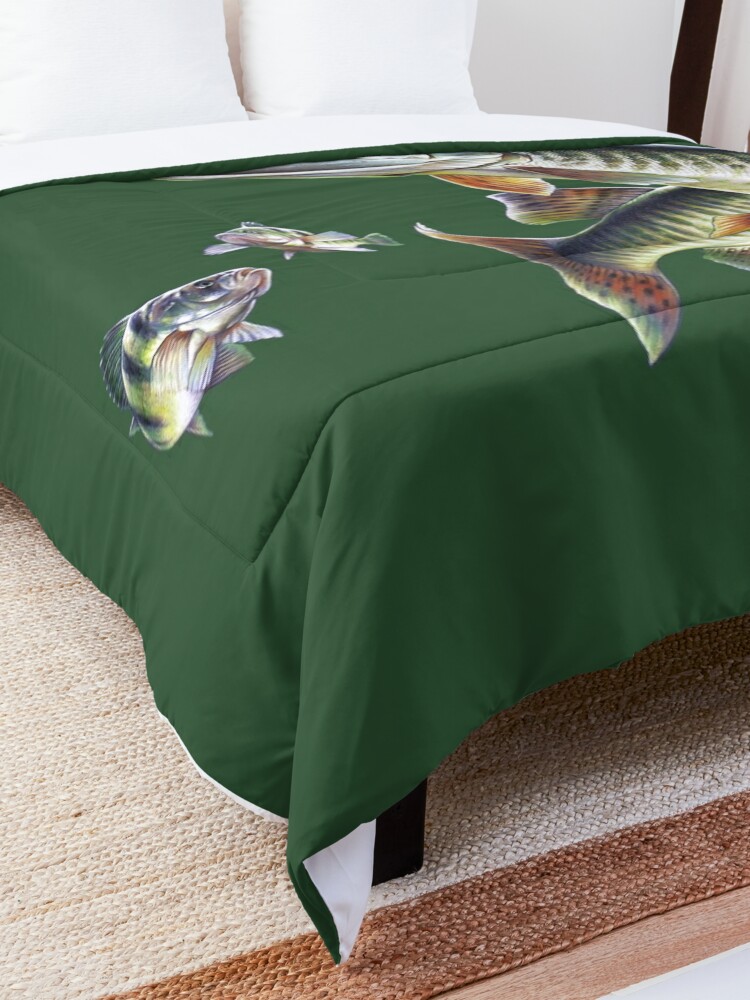 Muskie Fishing Comforter for Sale by Salmoneggs