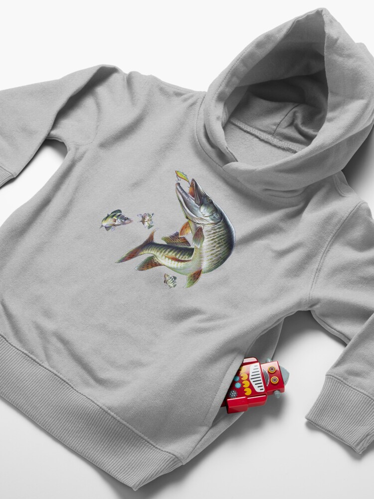 Alternate view of Muskie Fishing Toddler Pullover Hoodie
