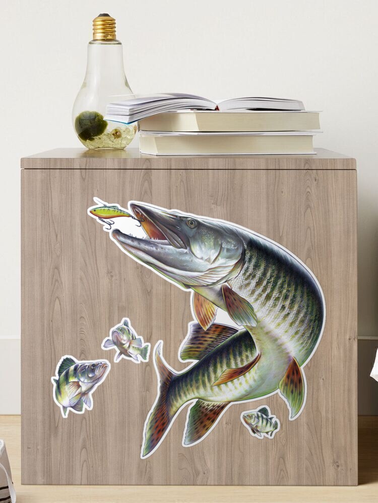 Muskie Fishing Sticker for Sale by Salmoneggs