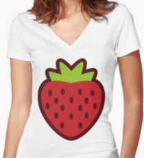 STRAWBERRY Women's Fitted V-Neck T-Shirt