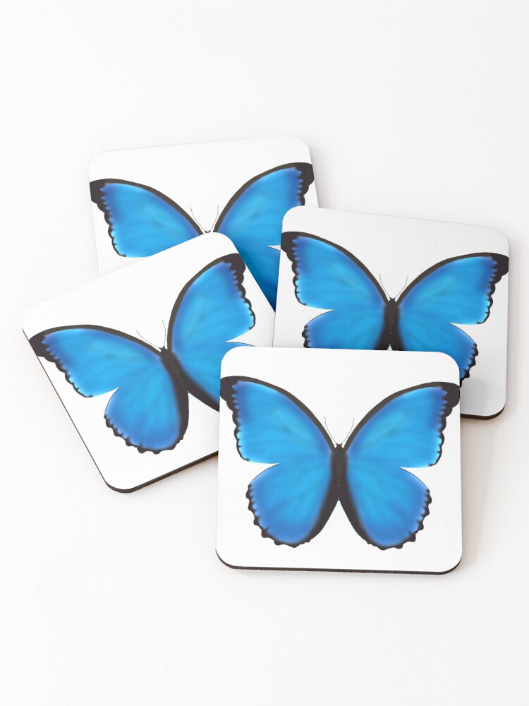 Blue Morpho Butterfly Drawing Coasters Set Of 4 By Pinjauotinen