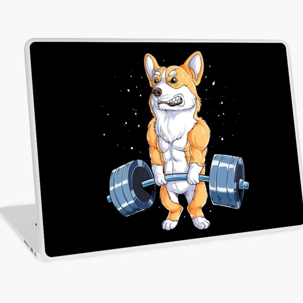 Corgi Weightlifting Funny Deadlift Fitness Gym Workout Laptop Skin