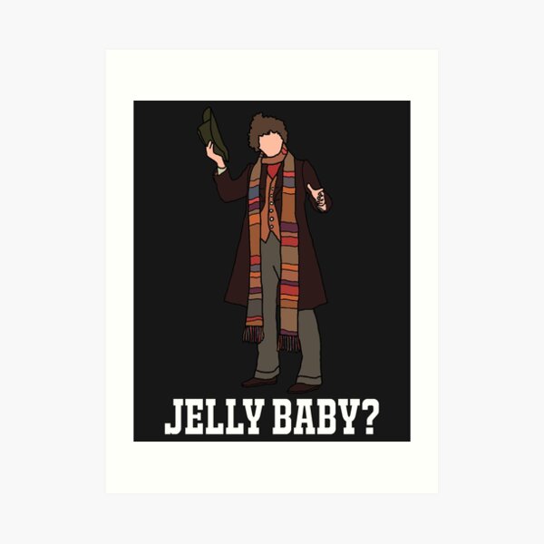 The 4th Doctor: Jelly baby? (White) Art Print for Sale by sci-fi-nerd