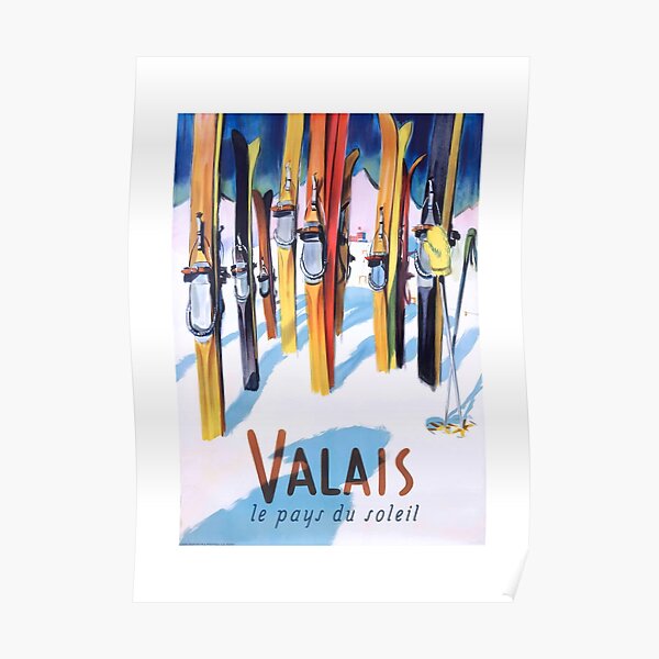 1949 Switzerland Valais Ski Travel Poster Poster
