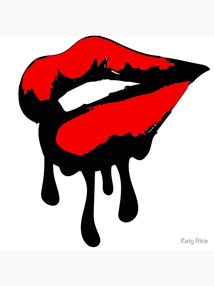 Lips Noir Pink Dripping Black And White Modern Pop Art Wall Art