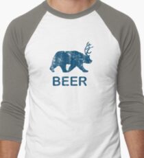 Vintage Beer Bear Deer Men's Baseball ¾ T-Shirt