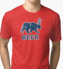 Vintage Beer Bear Deer Tri-blend T-Shirt