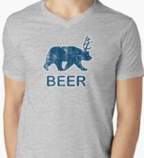 Vintage Beer Bear Deer Men's V-Neck T-Shirt