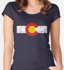 Camiseta entallada de cuello ancho Bandera vintage de Colorado