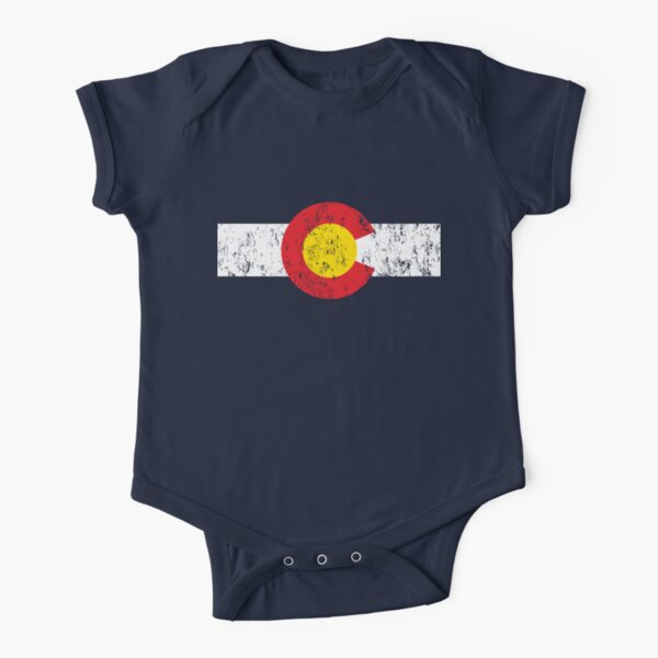 Vintage Colorado Flag Short Sleeve Baby One-Piece