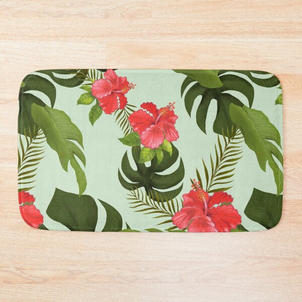 Item preview, Tropical Pink Hawaiian Flowers Jungle Leaf Print  designed and sold by newburyboutique.
