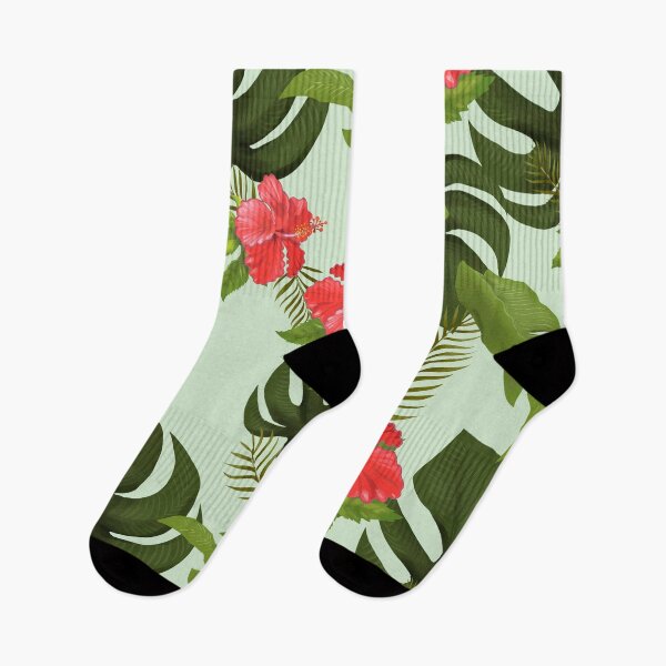 Item preview, Tropical Pink Hawaiian Flowers Jungle Leaf Print  designed and sold by newburyboutique.
