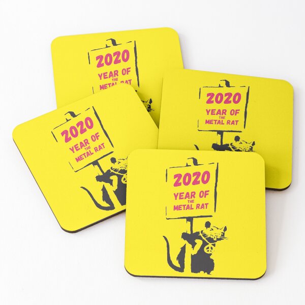 2020 - Year of the metal rat (Banksy's artwork) Coasters (Set of 4)