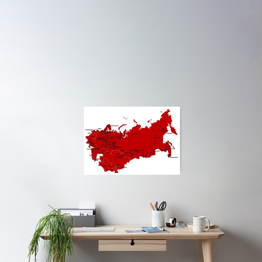 Locations of Gulag camps (1929-1953) Poster