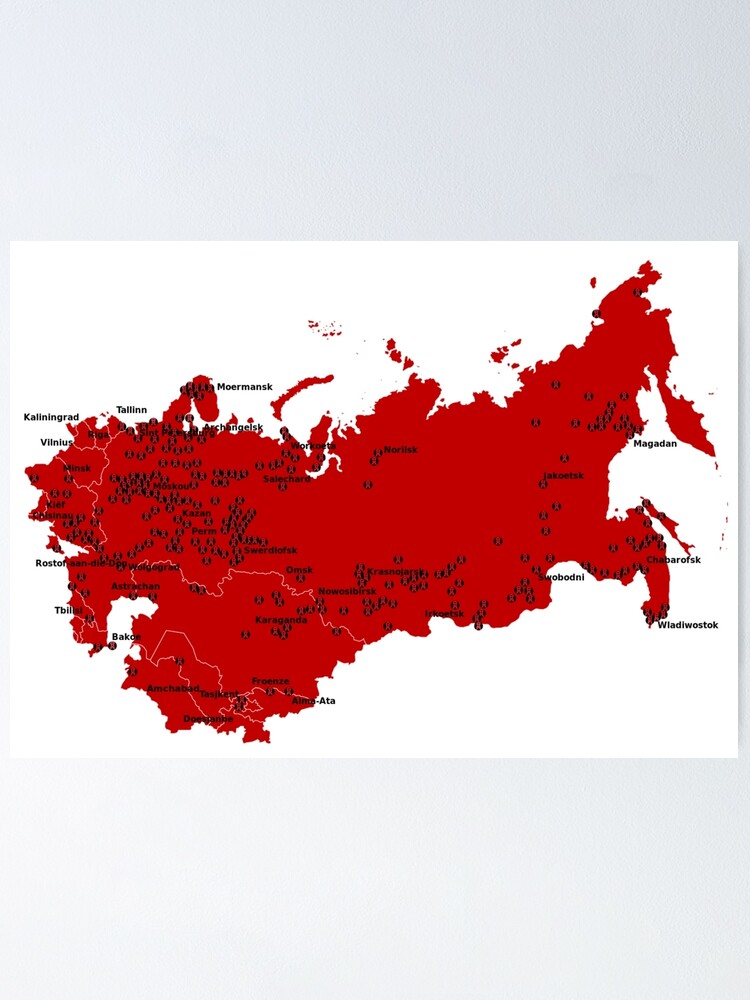 Alternate view of Locations of Gulag camps (1929-1953) Poster