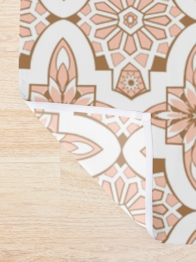 Alternate view of Peachy blush pink Moroccan Tile print art and design Shower Curtain