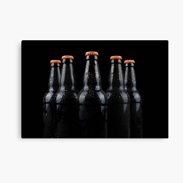 Bottles of beer with water droplets Canvas Print