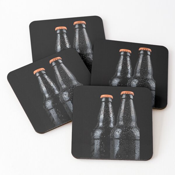 Item preview, Bottles of beer with water droplets isolated on black background designed and sold by Ben Gingell.