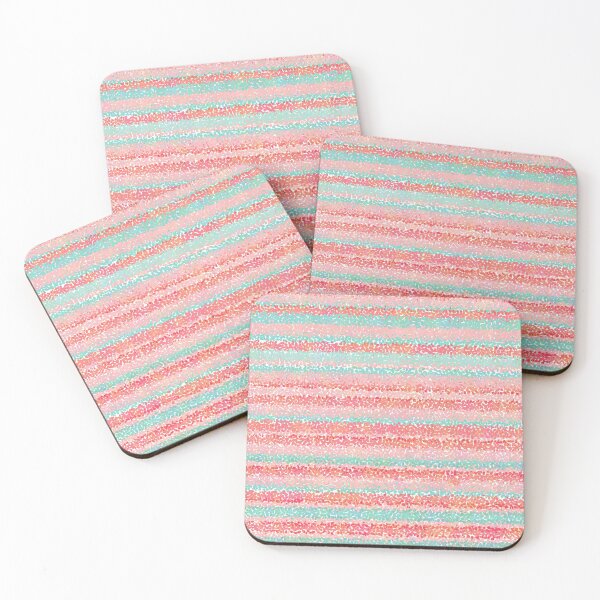 Item preview, Smudgy Painted Thin Stripes Pattern in Aqua and Coral Pink on White designed and sold by kierkegaard.