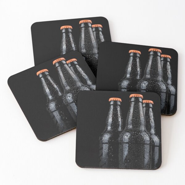 Item preview, Bottles of beer with water droplets isolated on black background designed and sold by Ben Gingell.