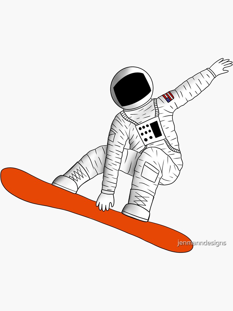 "Snowboarding Astronaut" Sticker for Sale by jenmanndesigns Redbubble