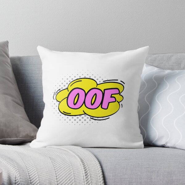 Oof Comic Bubble Sticker Throw Pillow